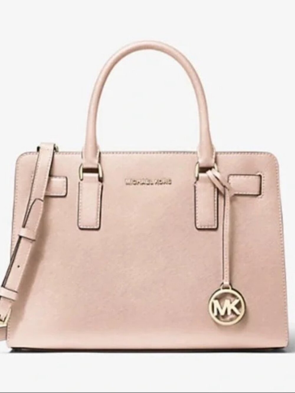 NEW AUTH MICHAEL KORS DILLON LARGE ZIP SAFFIANO LEATHER SATCHEL PINK DUSTY BAG